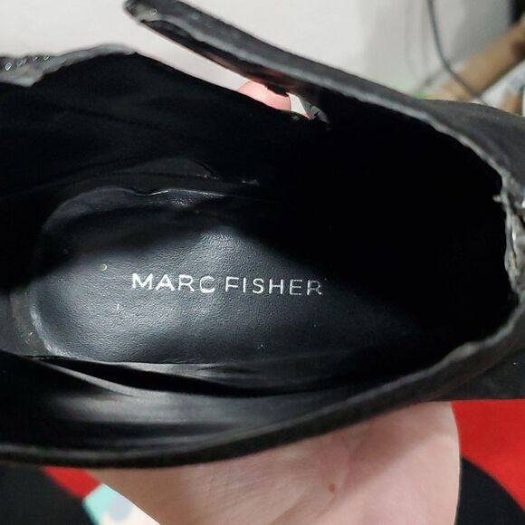 Marc Fisher Peep Toe Heeled Ankle Boots in Black Size 8.5 - Picture 11 of 14